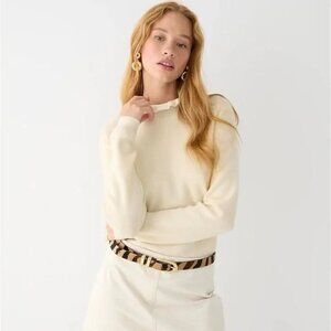 Jcrew Cream Ruffle neck merino wool-blend sweater XL